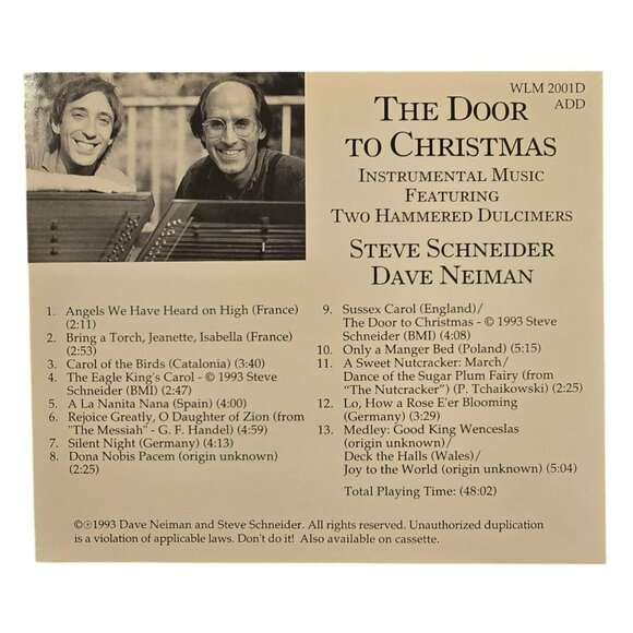The Door To Christmas Music CD By Dave Neiman & Steve Schneider 37659cd - Picture 2 of 2